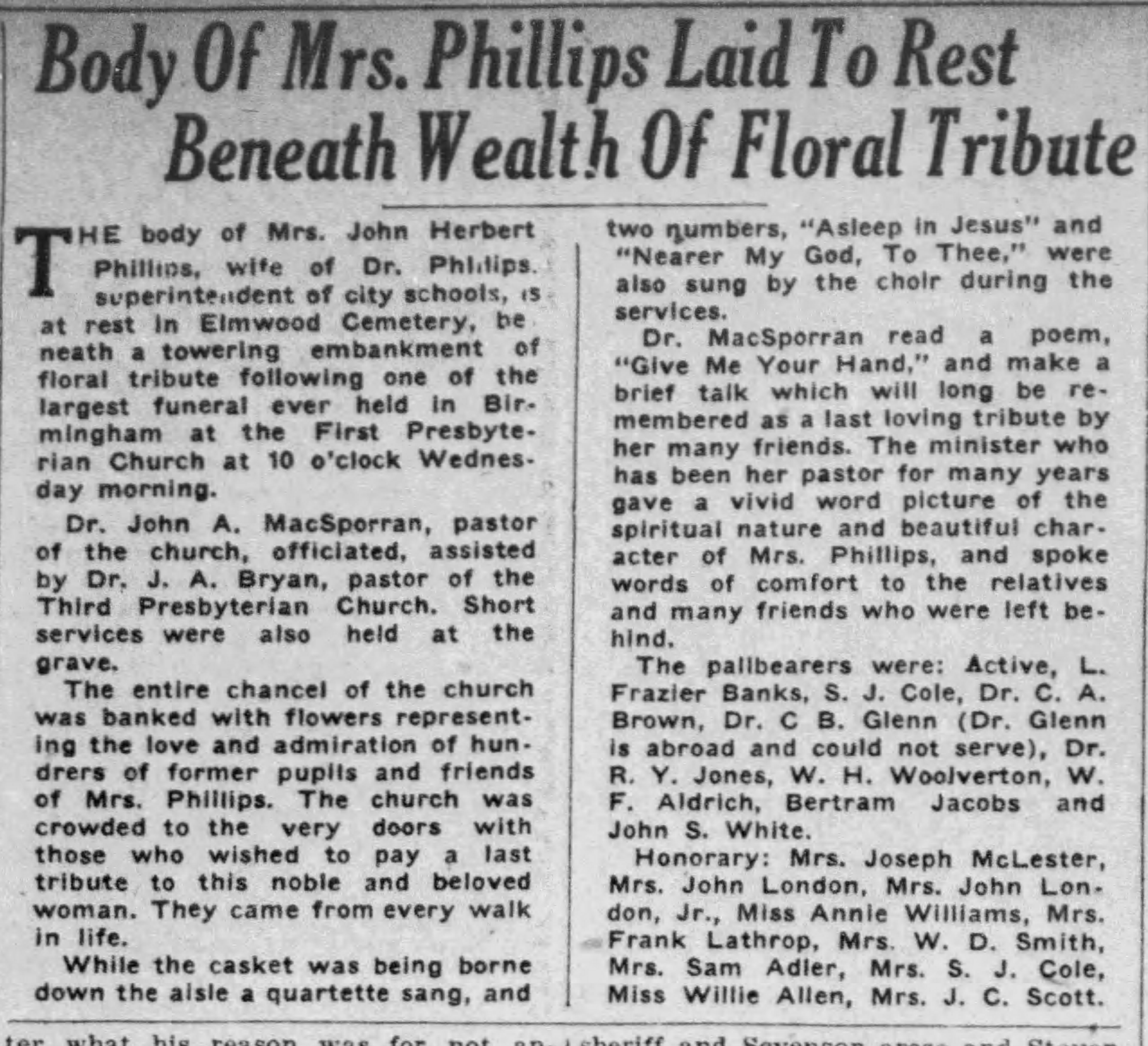 Mrs. John Herbert Phillips obituary